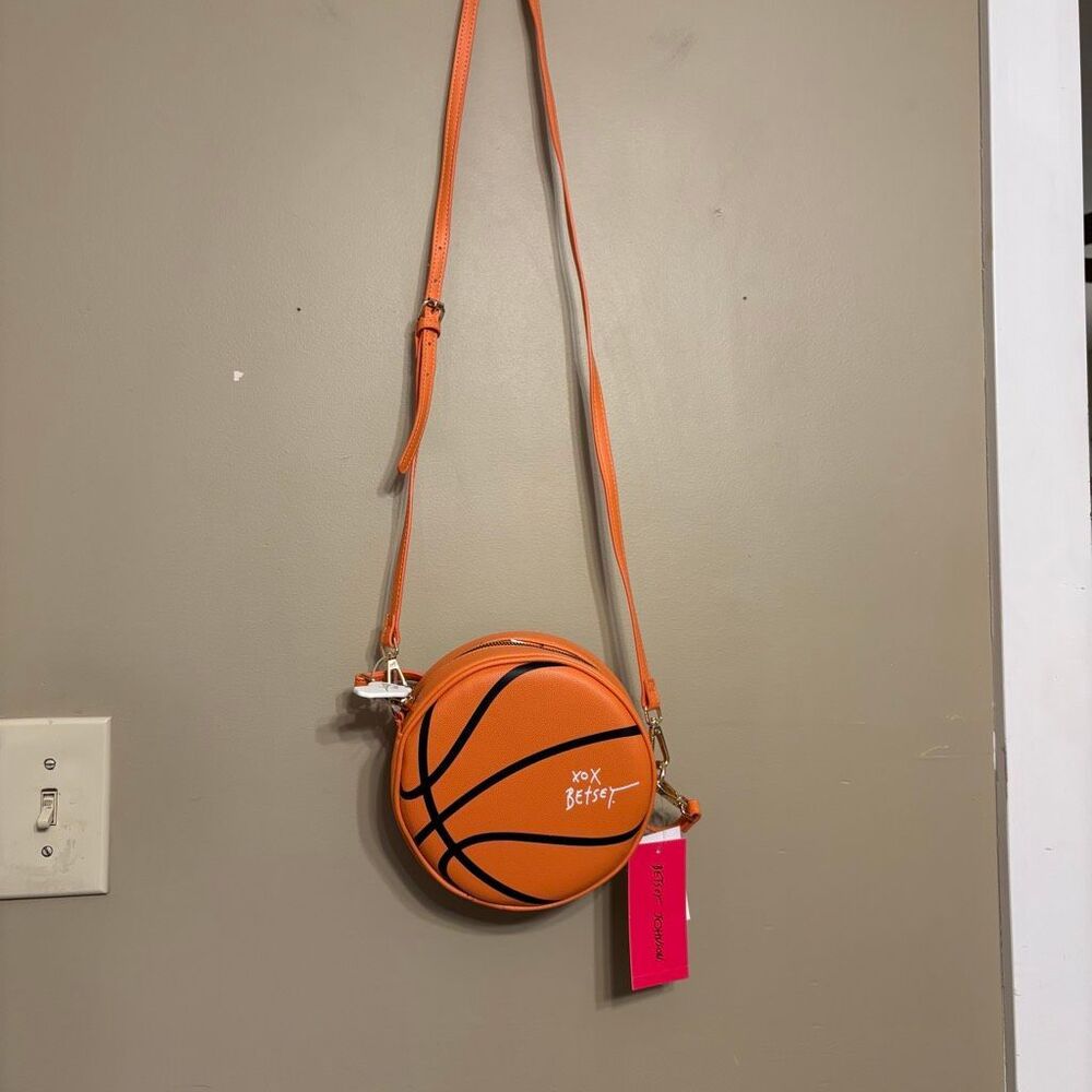 Betsey Johnson Orange Basketball XO BallerCrossbody Bag Zip Top Adjustable Strap